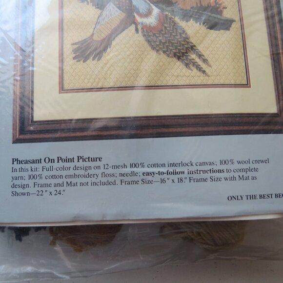 Pheasant on Point Picture Columbia Minerva Needlepoint Vintage kit #2114, 1984 - Picture 4 of 9